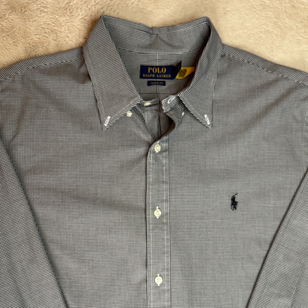 Ralph Lauren Men's Black and White Microcheck Button-Down Shirt sz XXL - Picture 5 of 11